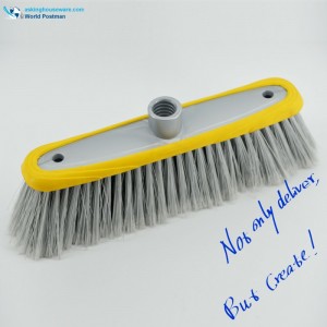 Akbrand Round Rim Plastic Broom Head med tykke bløde TPR Bordure-dobbelthul i børstebordet